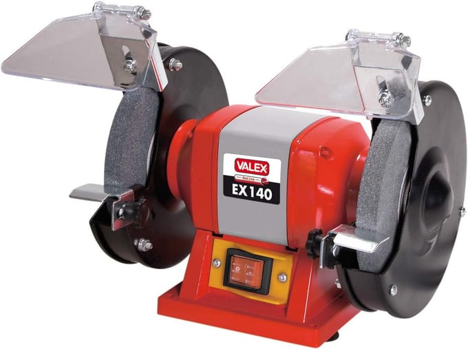 Bankslijpmachine - Dubbele slijper - Metaal bewerken - Verstelbare steun - Ø150 mm - Rood