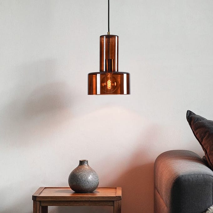 LumenXL Hanglamp Rurka goud - bruin glas