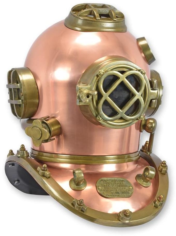 Decoratie - Duikhelm - Messing en koper - 50 cm hoog