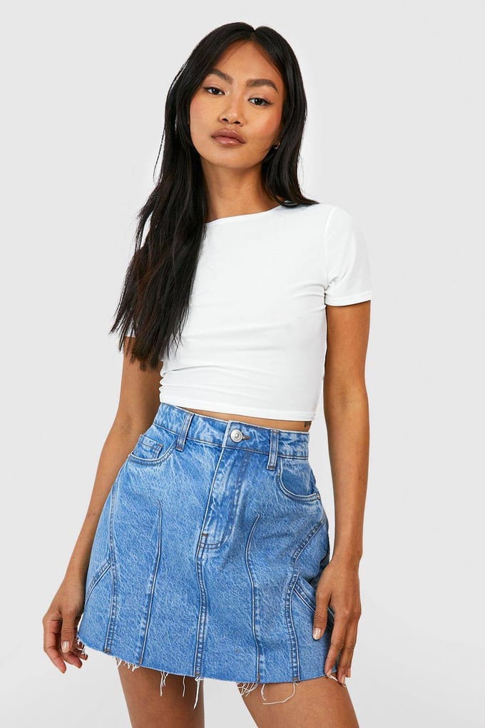 boohoo Dames Basic Denim Minirok | Lichtblauw | Maat: 34