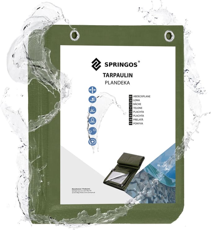 Springos Afdekzeil | Dekzeil | Zeildoek | Waterdicht | PVC | 3 x 5 m | 120 g/m2 | Groen