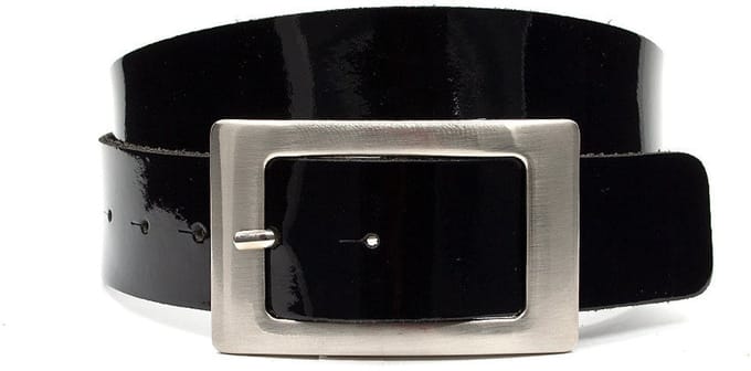 Zwart lak dames riem - 4 cm breed - Leer - Lak riem - Casual - Maat 85