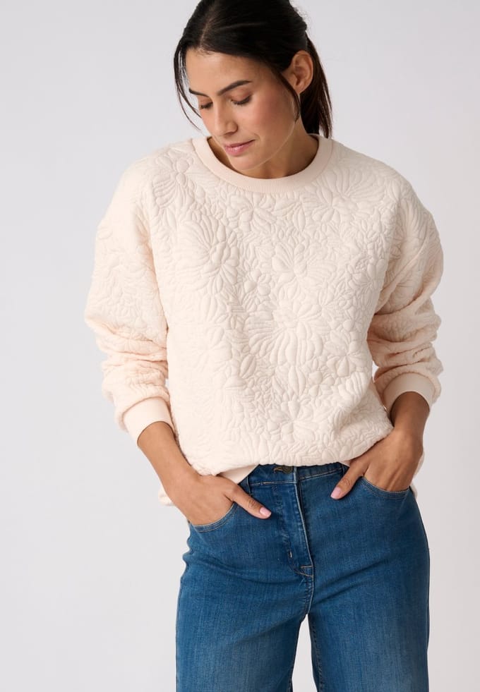 Damart - Trui van jacquard tricot met reliëf - Dames - Beige - S