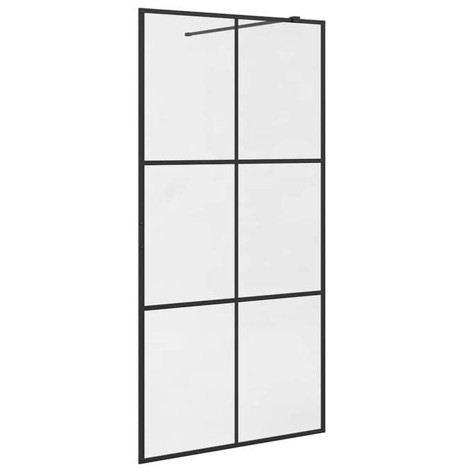 vidaXL - Inloopdouchewand - 100x195 - cm - ESG-glas - transparant - en - zwart