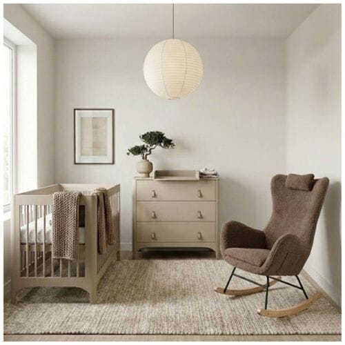 Born Lucky Nordic Meegroei Babykamer 2 Delig Compleet – Baby bed 70x140 cm & Commode – Beige
