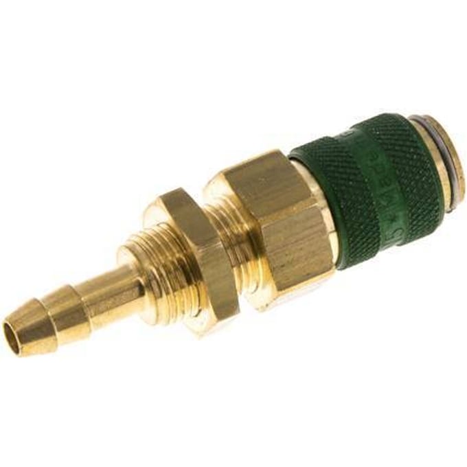 Messing DN 5 Groen Luchtkoppeling Snelkoppeling 6 mm Slangpilaar Schotkoppeling