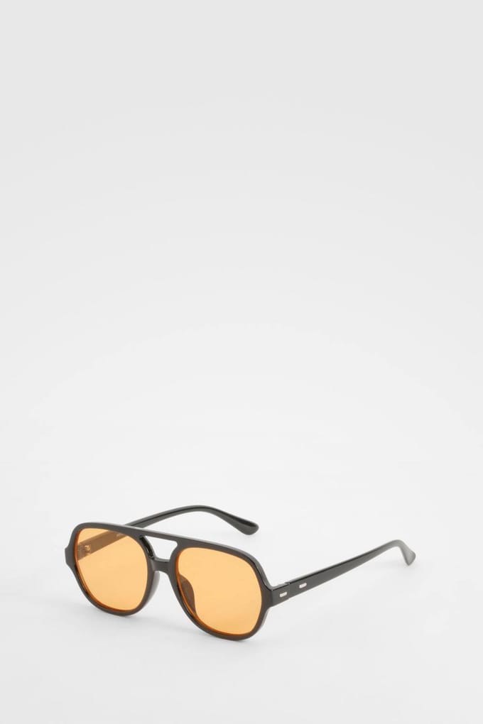 boohoo Dames Dikke Montuur Aviator Zonnebrillen | Black