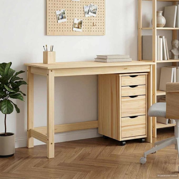 vidaXL - Bureau - en - rolkast - set - MOSS - 2 - st - Bruin