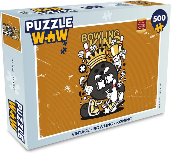 Puzzel Vintage - Bowling - Koning - Legpuzzel - Puzzel 500 stukjes