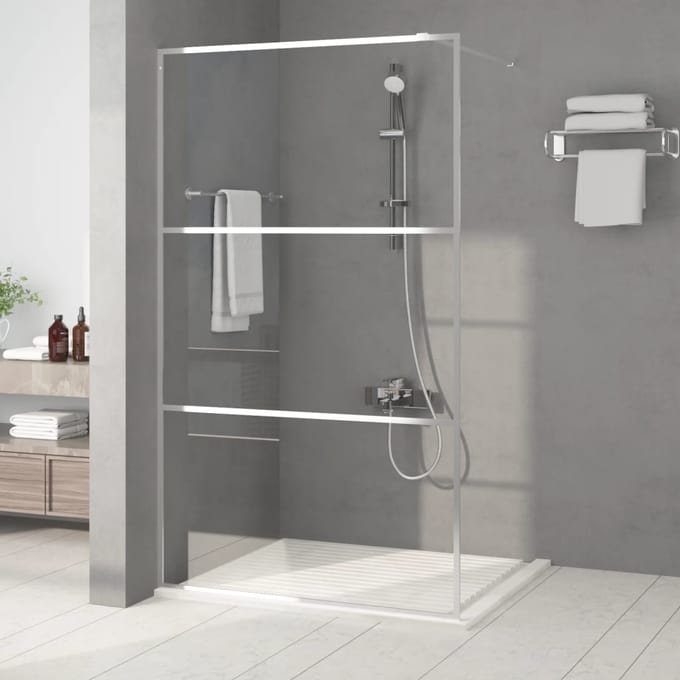 vidaXL - Inloopdouchewand - 115x195 - cm - transparant - ESG-glas - zilverkleurig