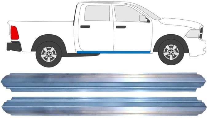 Reparatie dorpel voor Dodge RAM 2008-2013 / Links = Rechts (symmetrisch) / Set