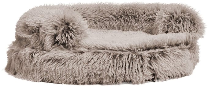 Kattenmand Croci - Bicolor Beige, Ronde Vorm, Zachte Pluche - 45x45x9 cm