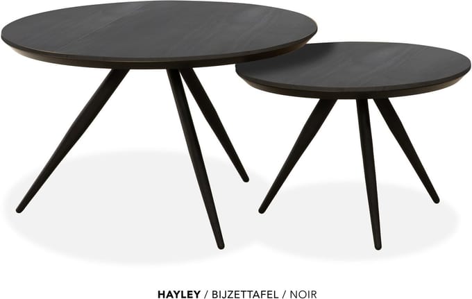 Maxfurn - Set van 2 ronde salontafels met verjongde rand | kleur: Noir
