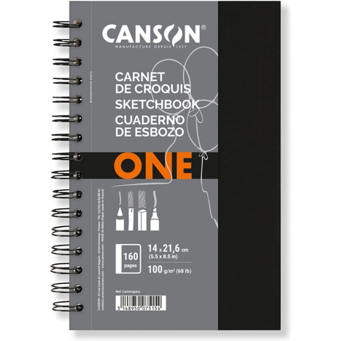 Schetsboek Canson Art Book One spiraalgebonden 80vel 100gr 140x216mm wit