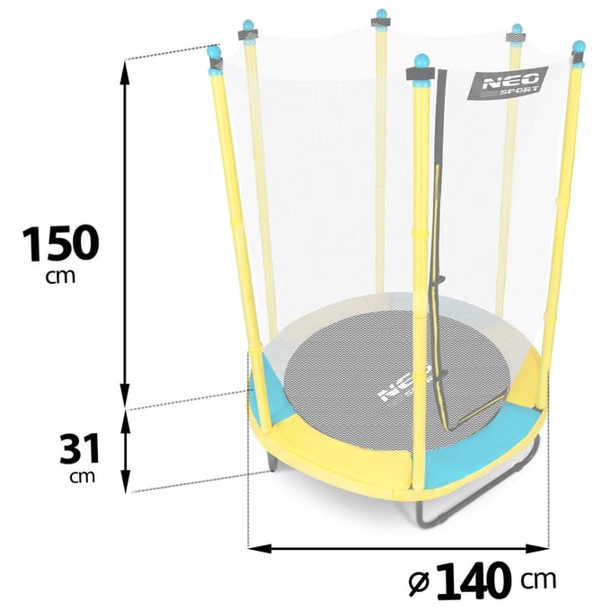 Kindertrampoline 140 cm - 4,5ft - geel groen