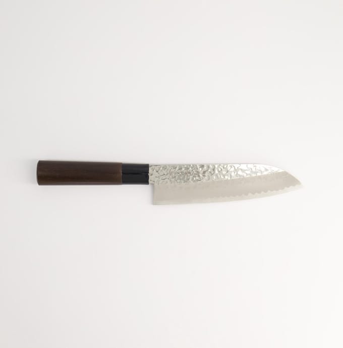 Roestvrijstaal Kookmes – Santoku – Gehamerde Stijl – 16,5 cm