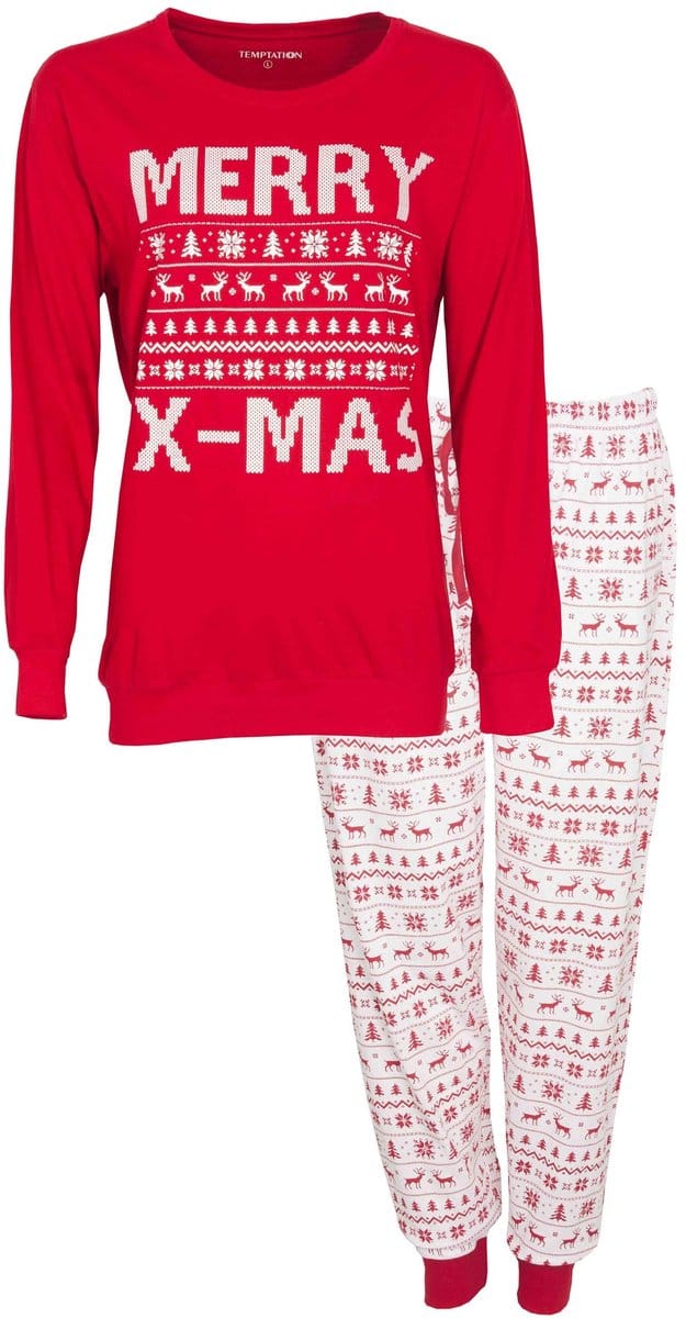 Temptation Dames Pyjama - 100% Gekamde Katoen - Rood - Maat M