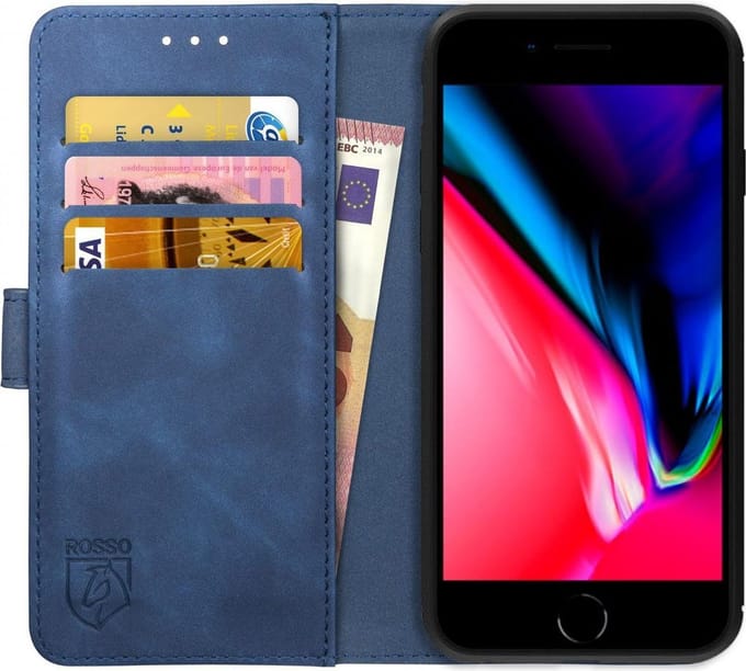 Rosso Element Hoesje Geschikt voor Apple iPhone 7 / 8 Book Cover Blauw