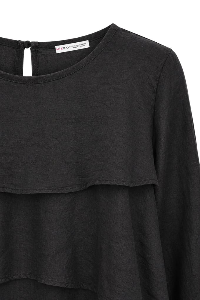 Fröbelige Lange Mouwen Crew Neck Blouse