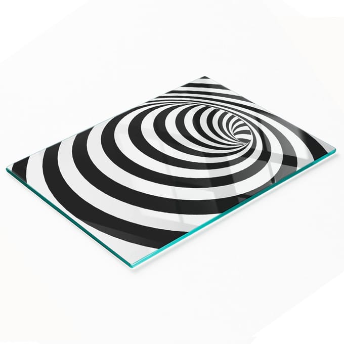 Decoratieve glazen spiraalvormige snijplank met strepen 80x52 cm
