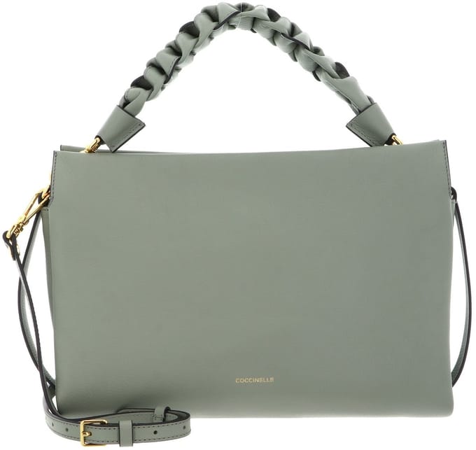 COCCINELLE Leren handtas schoudertas Boheme Grana Double Hand Bag Greenery / Rosette groene