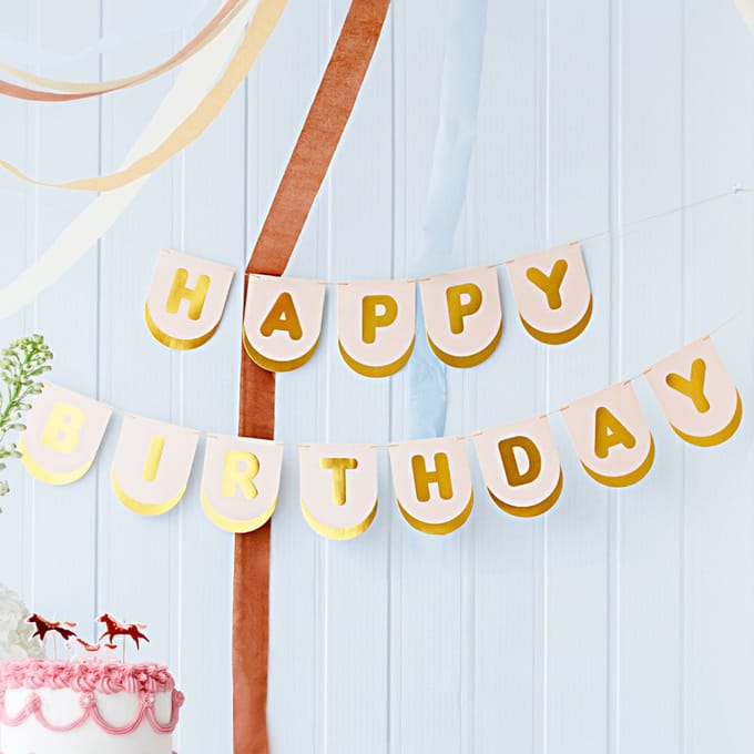 Happy Birthday - Roze & Goud
