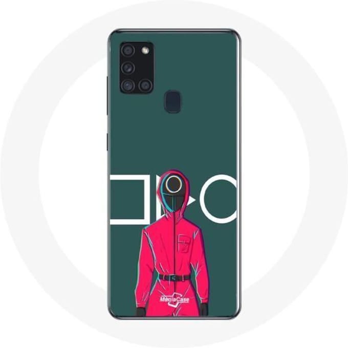 Coque - Samsung - Galaxy A21S - Souple - Squid Game - Soldat Rouge avec Masque Cercle rouge