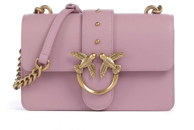 Sac bandoulière en cuir Pinko Love one Mini gray
