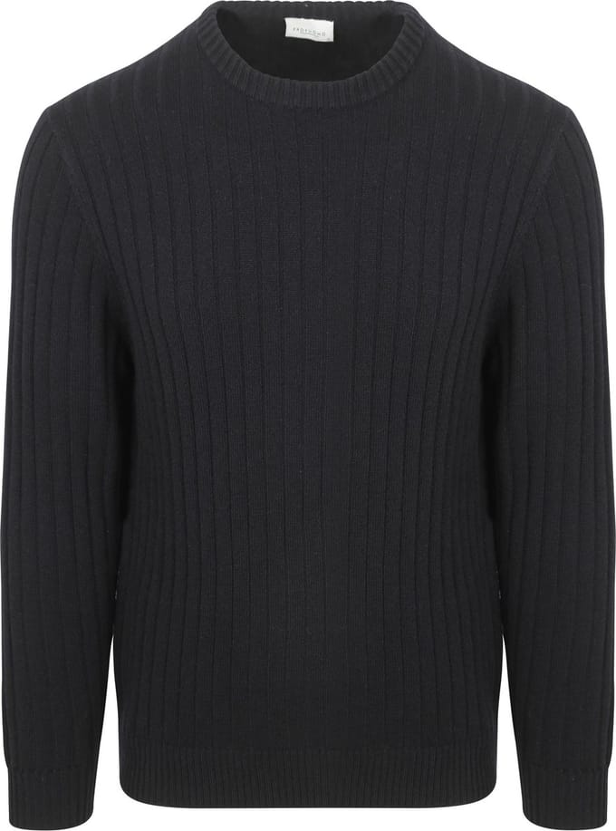 Profuomo Pullover Rib Wol Blend Navy - Maat L - Heren - Pullovers