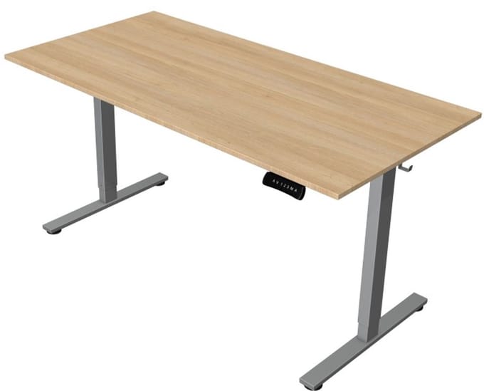 Zit-sta bureau Move New Base – Elektrisch bureau – 140 x 80 cm – Licht eiken