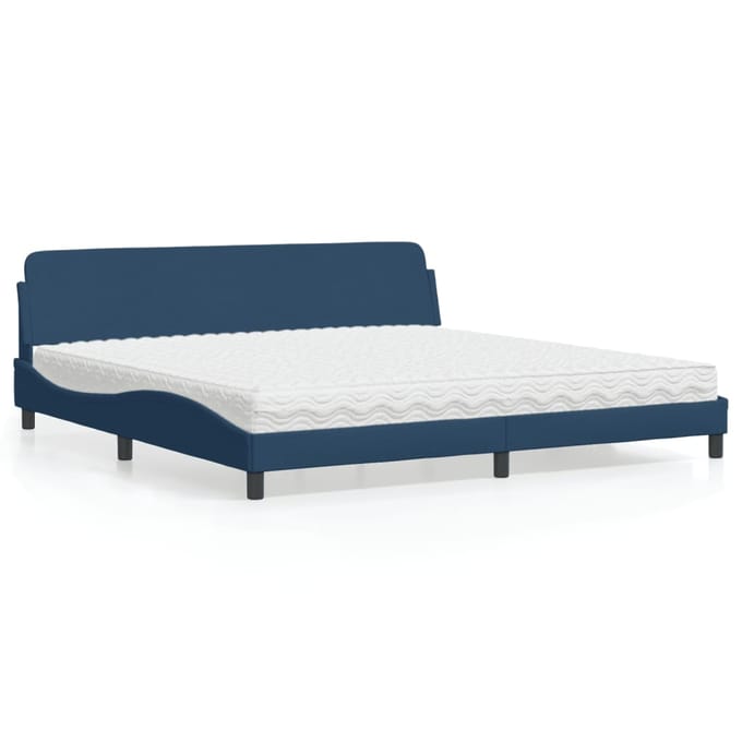 vidaXL - Bed - met - matras - "Dover" - stof - blauw - 200x200 - cm