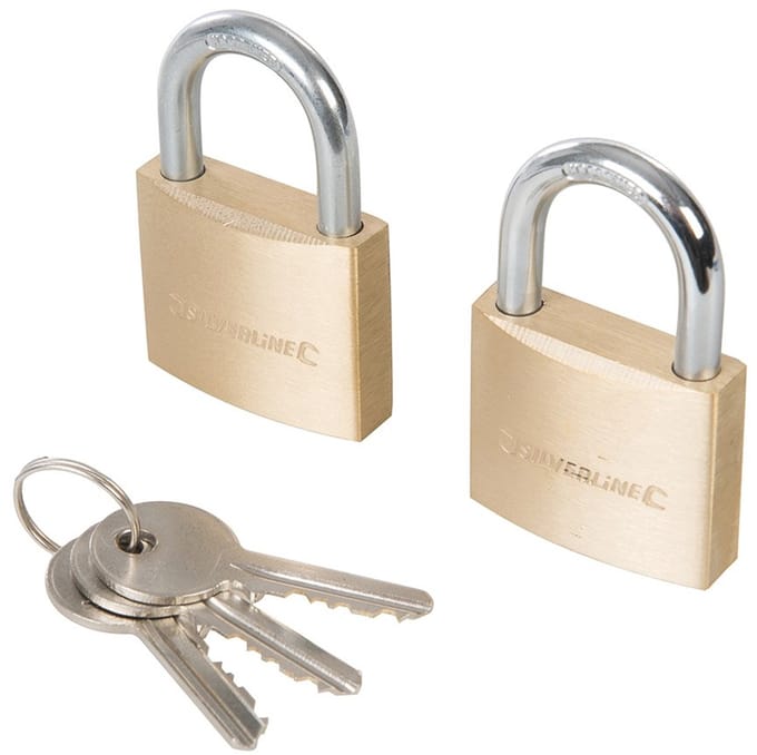Silverline Hangslot met 3 sleutels - set van 2 - 40 mm - messing