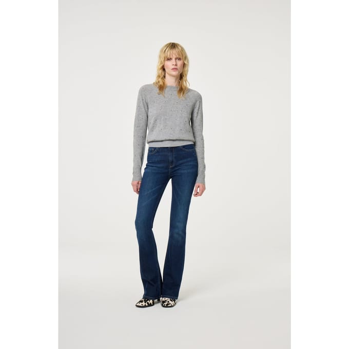 Fabienne Chapot Lidi Rhinestone Pullover Grey Melange Maat: M | Sweaters Outlet | Dames | Grijs