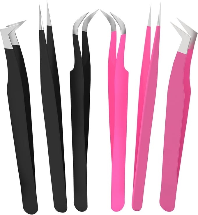 Professionele Wimperpincet Set (3 Stuks) voor Volume, Isolatie & Klassieke Wimpers - RVS