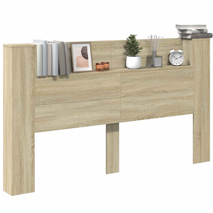 vidaXL - Opslag - hoofdeinde - met - LED - Sonoma - Eiken - Bewerkt - hout