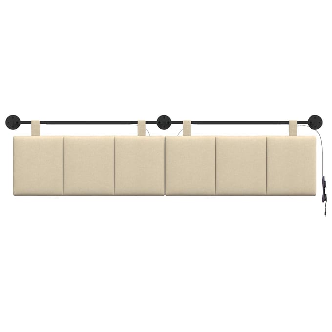 vidaXL - Hangend - hoofdbord - Met - LED-verlichting - Crèmekleurig - Stof