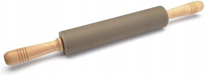 Florina Anide siliconen deegroller met houten handvat 48 cm taupe