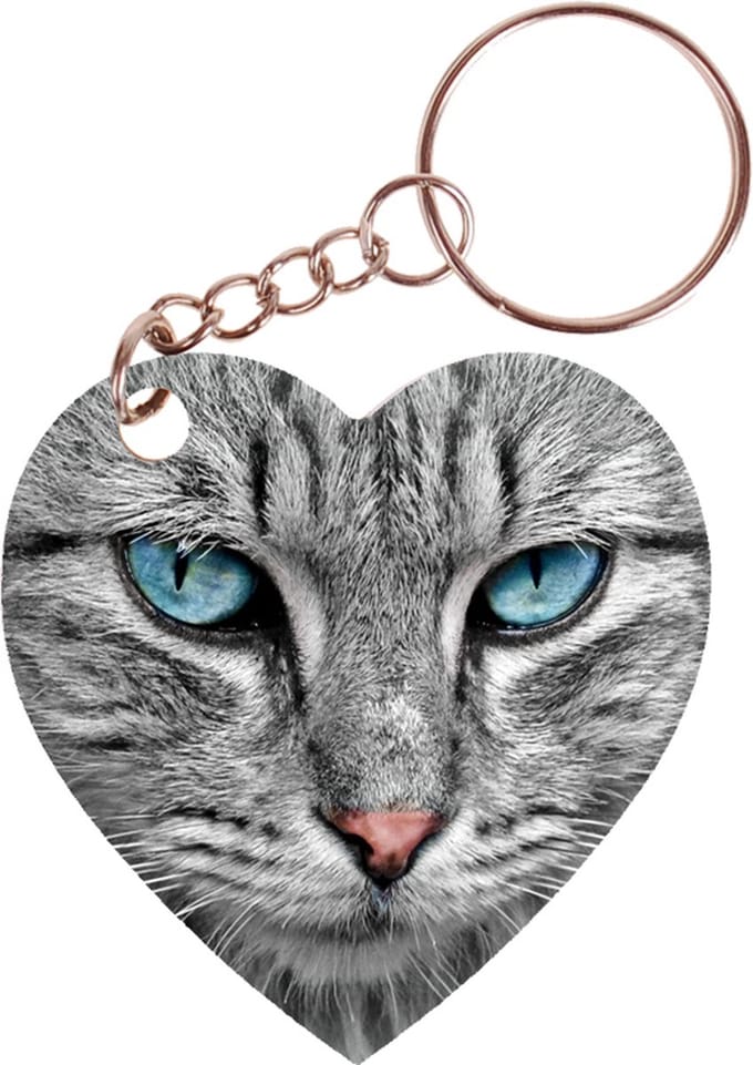 Sleutelhanger hartje 5x5cm - Noorse Boskat Grijs