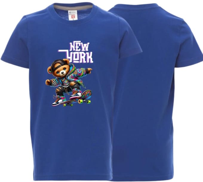 Kinder t-shirt New York skate - Blauw - 146/152