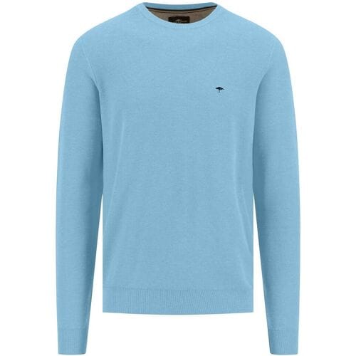 Fynch-Hatton Trui O-Neck Uni Color Cotton Structure Splashy Ocean / male