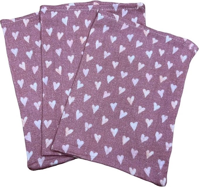 hydrofiel washandjes set van 3 roze hartjes