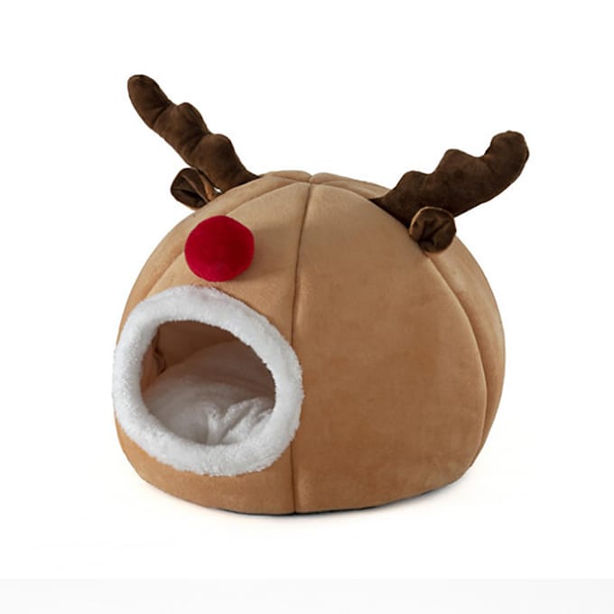 Kerst Huisdier Schattig Kerst Rendier Spons Honden Rustmat Rond Kat beige