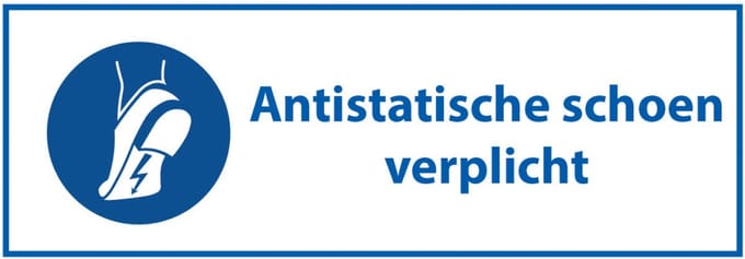 Antistatische schoen verplicht tekstbord 200 x 75 mm