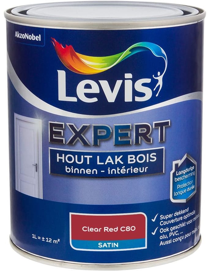 Levis - Expert Hout Lak Binnen Satin Mix - Clear Red C80 - Mengverf - 1 L