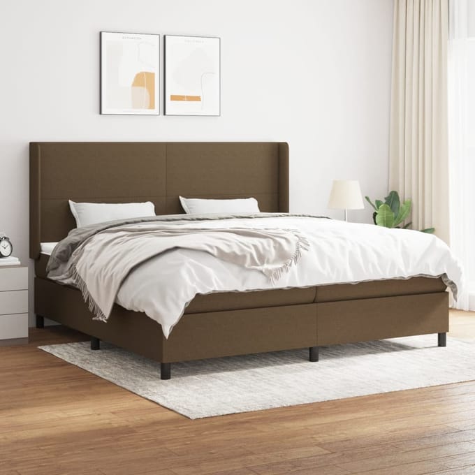 vidaXL - Boxspring - met - matras - stof - donkerbruin - 200x200 - cm