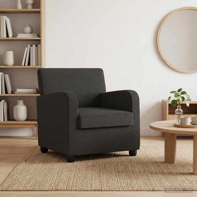 vidaXL - Fauteuil - Zwart - Imitatie - lamswol