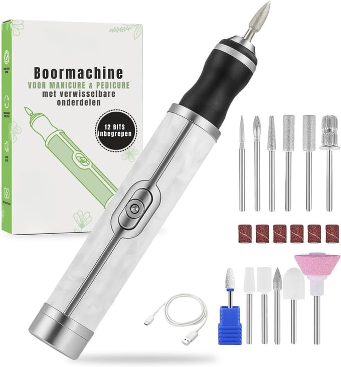 REN® Nagel spullen - Elektrische Nagelvijl - Nagelfrees - Wit - 15cm x 9cm x 2cm