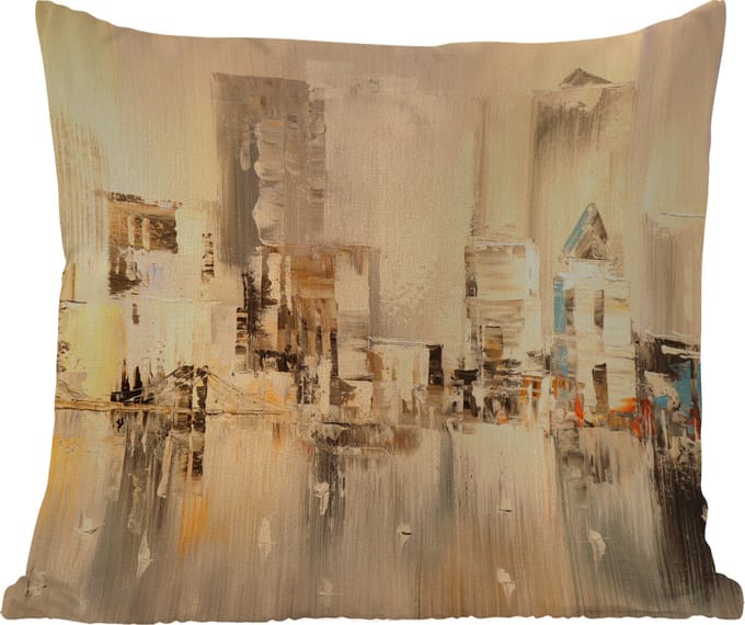 Sierkussen Buiten - Schilderij - Olieverf - Abstract - Skyline - 60x60 cm - Weerbestendig