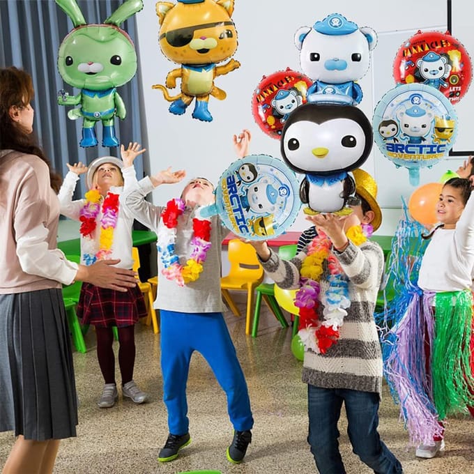 8-delige verjaardagsfolieballondecoraties met Octonauts-thema voor kinderen gray