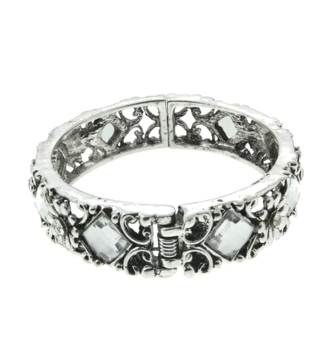 Behave - Bangle met scharnier - zilverkleur - barok avondstijl